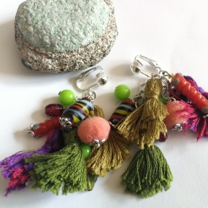 klipsy etno boho pompony lekkie duże