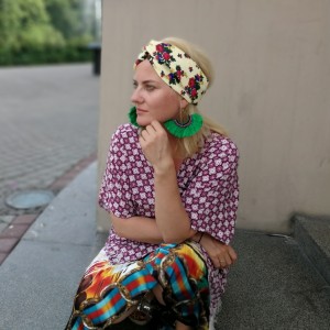 opaska damska turbanowa folkowa w kwiaty