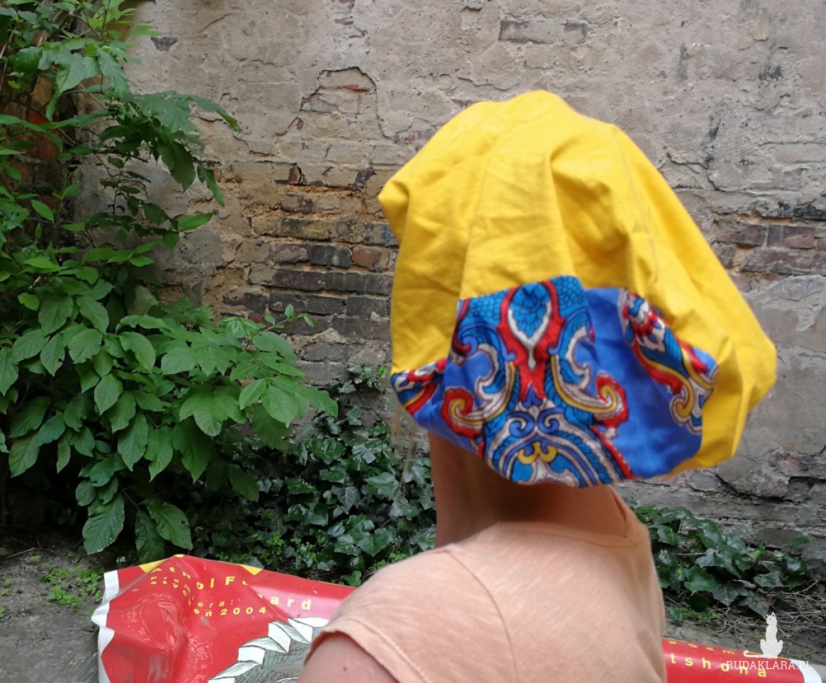 czapka damska zółta dzianina wiosenna bardzo długa duza kolorowa boho