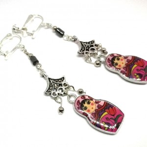 klipsy matrioszki wiszące folk