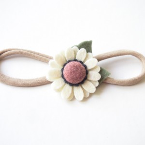 Opaska do włosów z kwiatuszkiem kremowym