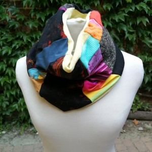 komin zimowy szyty patchworkowo boho folk