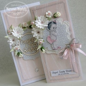 Personalizowany komplet, kartka w pudełku na chrzest dla dziewczynki