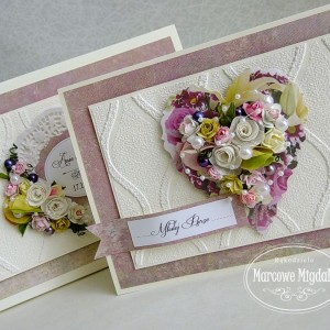 Romantyczne Serce, duża kartka ślubna z pudełkiem