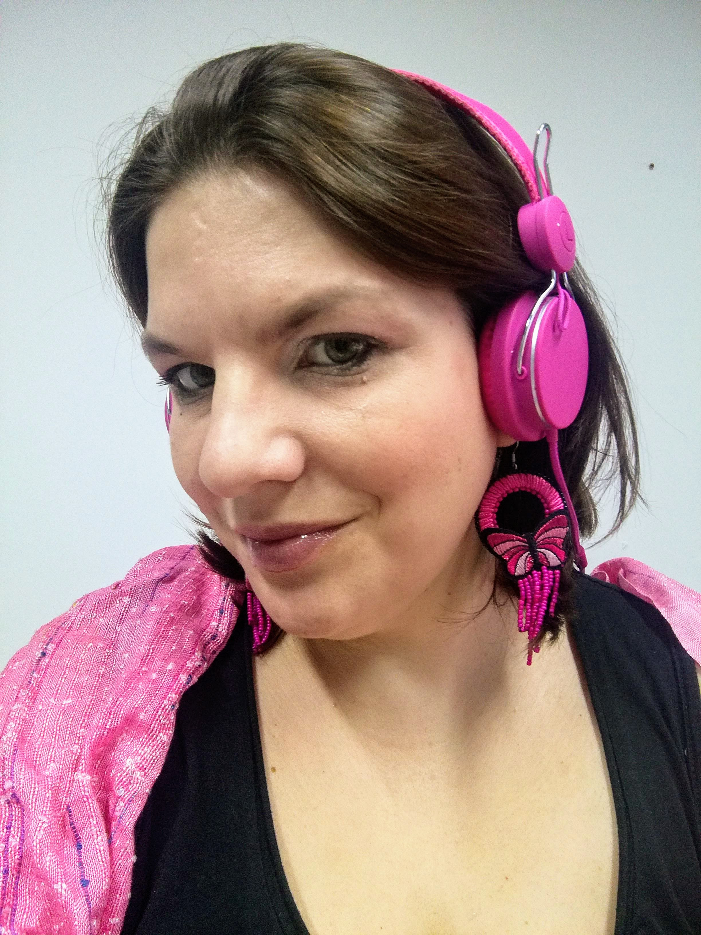 Kolczyki motyle z linii Round Butterfly różowe