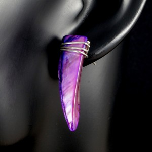 Masa perłowa, srebrne kolczyki, prezent dla niej, prezent dla niego, unisex, kolczyki wire wrapped