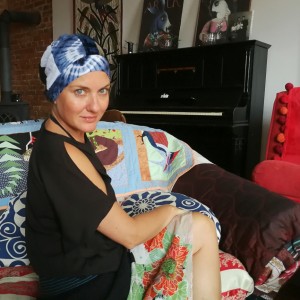 czapka turbanowa etno boho patchwork- box 44-w kraju nad Wisłą brzoza jest fe a z tęczy zdrapali wszystko