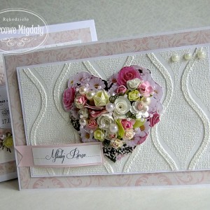 Romantyczne Serce, duża kartka ślubna w pudełku