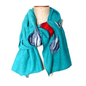 szal wełniany filcem nakrapiany damski