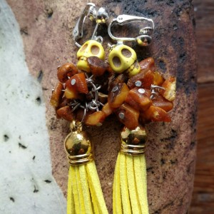 klipsy czaszka frędzle etno boho