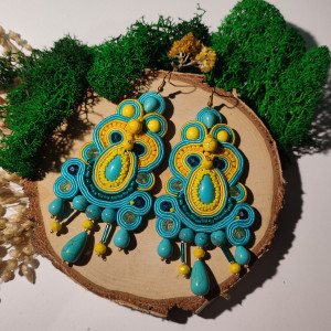 Loca - kolczyki sutasz, żółty i turkusowy