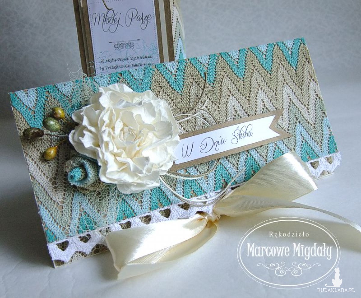 Komplet ślubny z turkusem, kopertówka i torebka na szampana