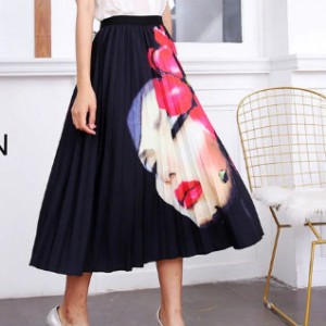 plisowana spódnica rozmiar M motyw kobieta z kwiatem