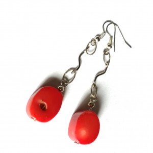 kolczyki z koralem lekkie naturalne handmade