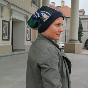 czapka turbanowa etno boho patchwork- box 44- poezja- strasznie się ciesze ze znowu dziś zgrzeszę