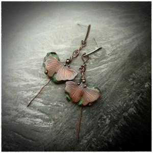 Kolczyki - Liście Ginkgo