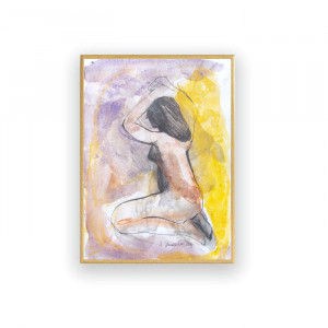 dziewczyna rysunek A4, akwarela w ramce, obrazek z kobietą, nowoczesny rysunek A4