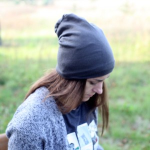 czapka unisex dzianina swetrowa szara