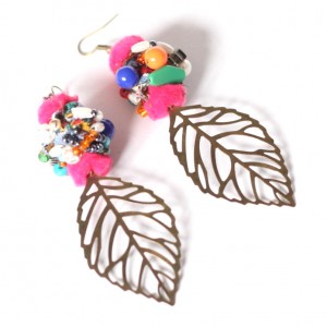 kolczyki liście etno boho