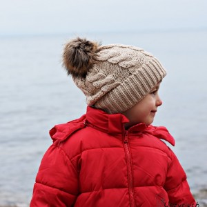 Czapka zimowa z pomponem, czapka na zimę, ciepła czapka beżowa