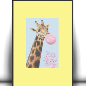 żyrafa plakat na ścianę, mały plakat z żyrafą, żyrafa obrazek A4, boho plakat A4, zwierzęta plakat, zoo plakat, plakat do pokoju dziewczynki