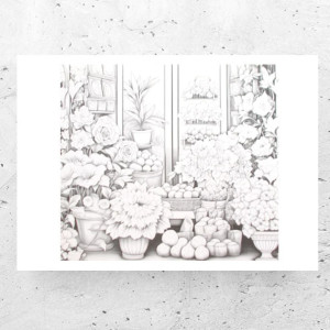 biało czarne plakaty do domu, okna plakat A4, rustykalny plakat 21x30, botaniczny plakat do kuchni, skandynawskie plakaty, mały plakat do sypialni, kwiatki plakat, szary plakat z kwiatami