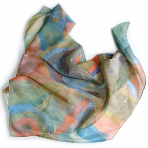 Jesienny pejzaż - chusta jedwabna ręcznie malowana