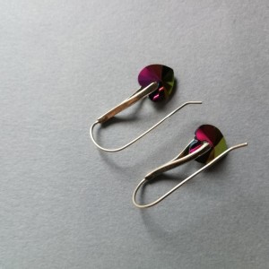 kolczyki serce kryształ połyskliwy zielony