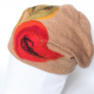 czapka wełniana damska jasny brąz