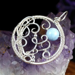 Akwamaryn, Srebrny wisior z akwamarynem, ręcznie wykonany, prezent dla niej, prezent dla mamy, prezent urodzinowy, niepowtarzalna biżuteria