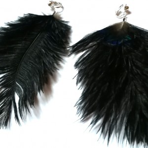 klipsy lekkie wiszące pióra długie handmade