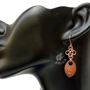 Miedziane kolczyki z chińskimi smokami