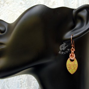 Miedziane kolczyki z symbolem kanji