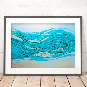 plakat morski, morze plakat, turkusowa grafika, srebrna grafika, dekoracja styl żeglarski