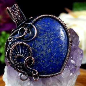 Lapis lazuli, Miedziany wisior, ręcznie wykonany, prezent dla niej, prezent dla mamy, prezent urodzinowy, biżuteria ręcznie robiona