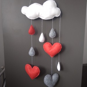 Zawieszka szaro-czerwona filcowa