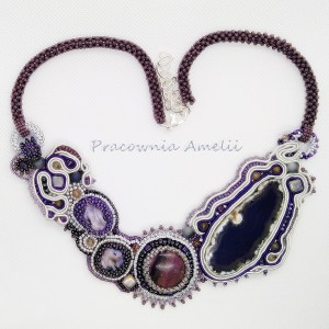naszyjnik sutasz beading agat ametyst czaroit