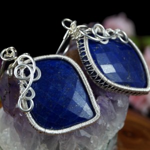 Lapis Lazuli, Srebrne kolczyki z Lapisem lazuli, ręcznie wykonany, prezent dla niej, prezent dla mamy, prezent urodzinowy biżuteria autorska