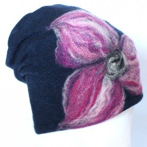 czapka wełniana damska granat