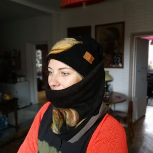 komplet zimowy etno boho filcowany