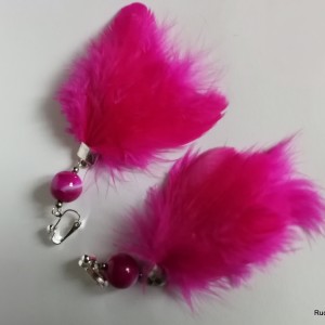 klipsy pióra różowe duże-box x1- polecam pojedyncza sztuka