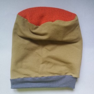 czapka etno boho zielono- szaro-ruda