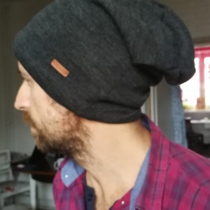 czapka męska unisex grafitowa smerfetka handmade