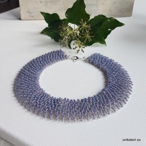 Naszyjnik,krywulka,fioletowe korale,kołnierzyk,nasz70 Naszyjnik