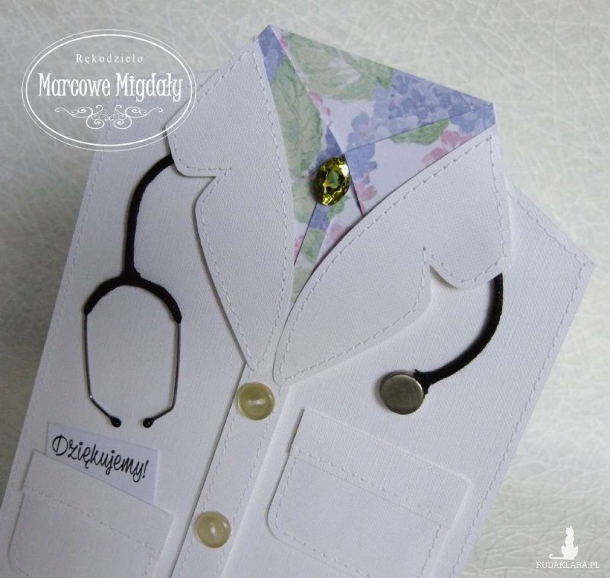 Kartka Fartuch Lekarski damski, podziękowanie dla lekarza