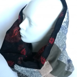 komin patchworkowy pojedynczy egzemplarz damski handmade