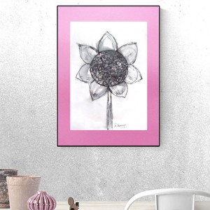 nowoczesna grafika w skandynawskim stylu, słonecznik rysunek do pokoju, ładny szkic minimalizm