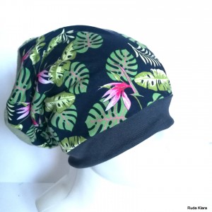czapka dzianinowa sportowa codzienna damska w kwiaty