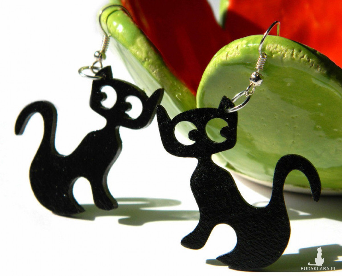 Kolczyki z kotami, czarne koty, czarny kot biżuteria, prezent dla wielbicielki kotów, kolczyki z kotami