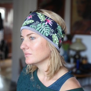 opaska damska sportowa w kwiaty wiosenna rower joga- box 44- w najszerszym miejscu ma 10cm, na podszewce, rozmiar uniwersalny, polecam